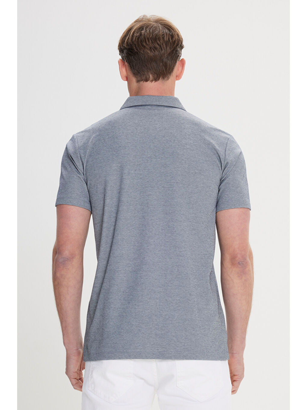 Erkek Lacivert Slim Fit Dar Kesim Pamuklu Polo Yaka Tişört-4