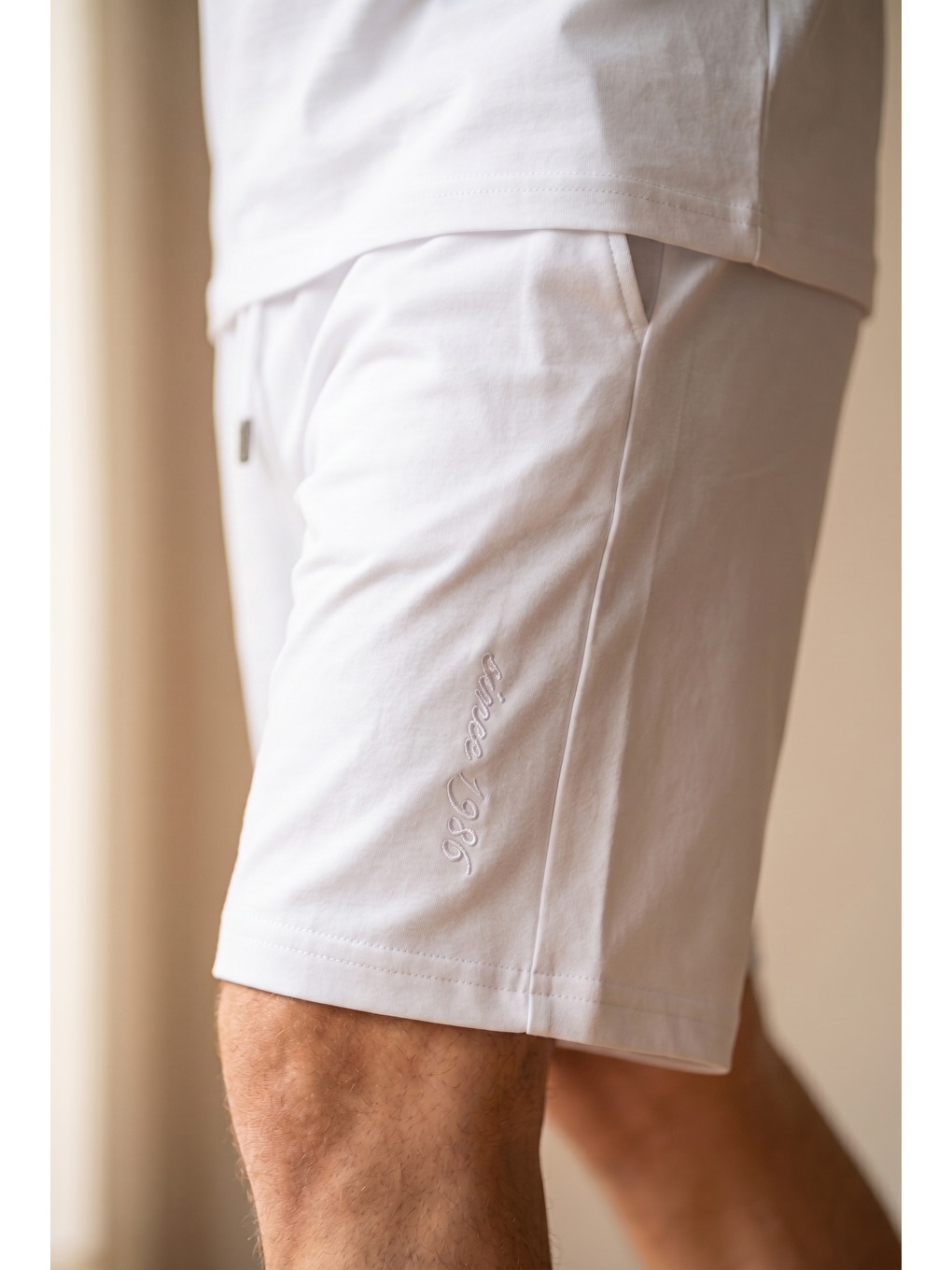 Erkek Modal Beyaz Şort