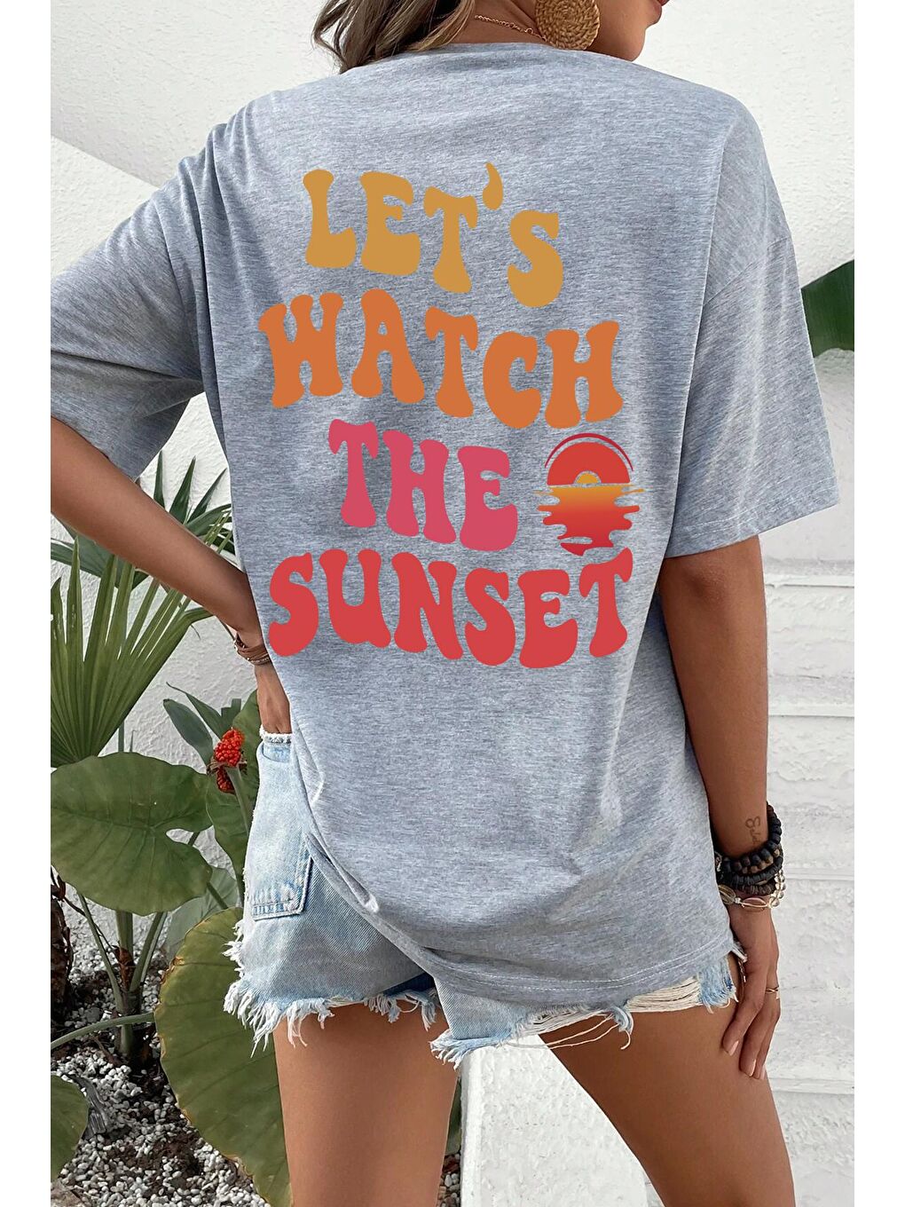 uyguntarz Gri Unisex Lets Watch The Sunset Tasarım Tshirt - 1