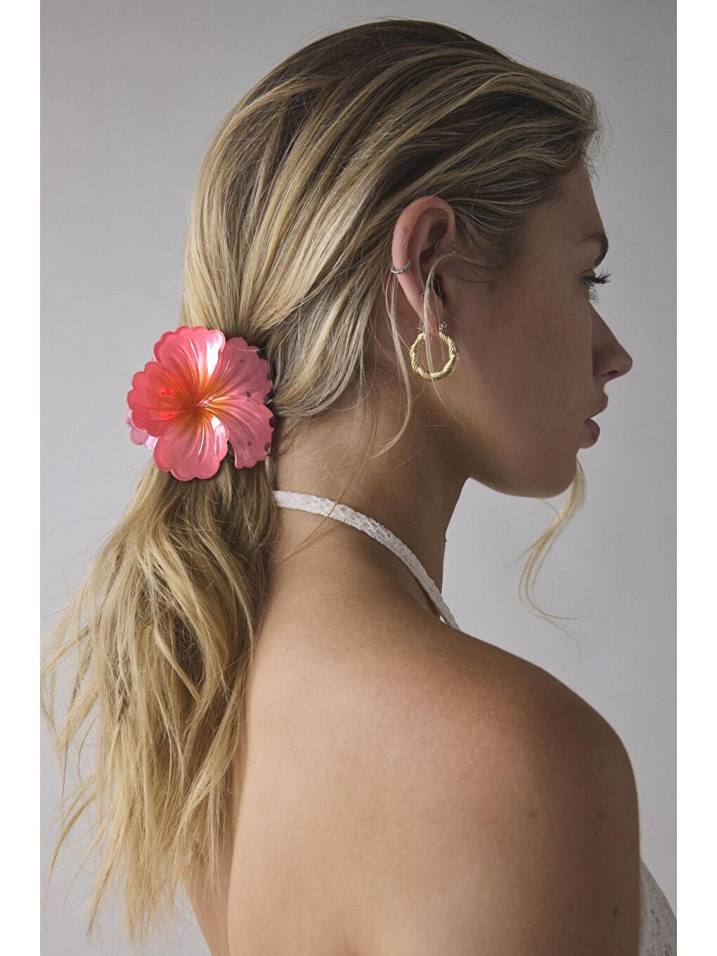 Pembe Tropik Hibiskus Çilek Mandal Toka