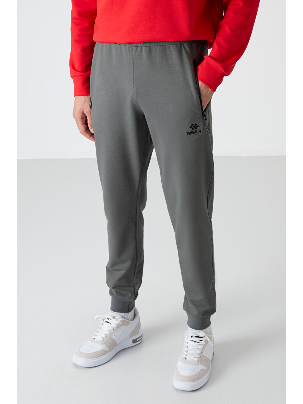 Haki Air Baskılı Fermuar Cepli Standart Kalıp Erkek Jogger Eşofman Altı- 84587