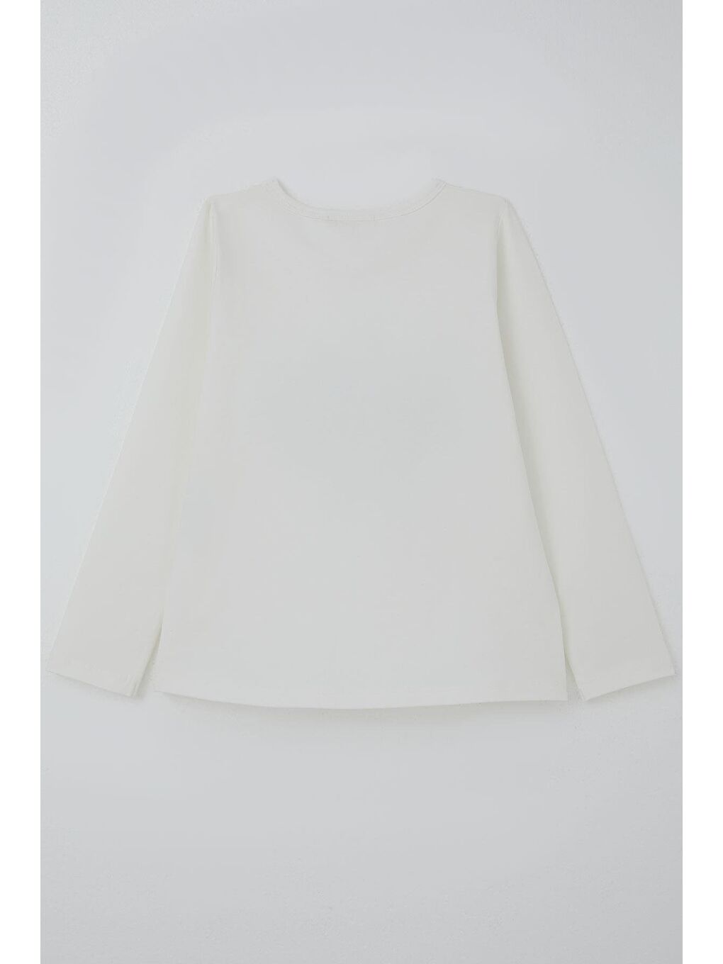 Kız Çocuk Uzun Kollu Tişört Sevgi Temalı Parıltılı Leopar Desenli Kalp Baskılı Ekru (6-12 Yaş)-3