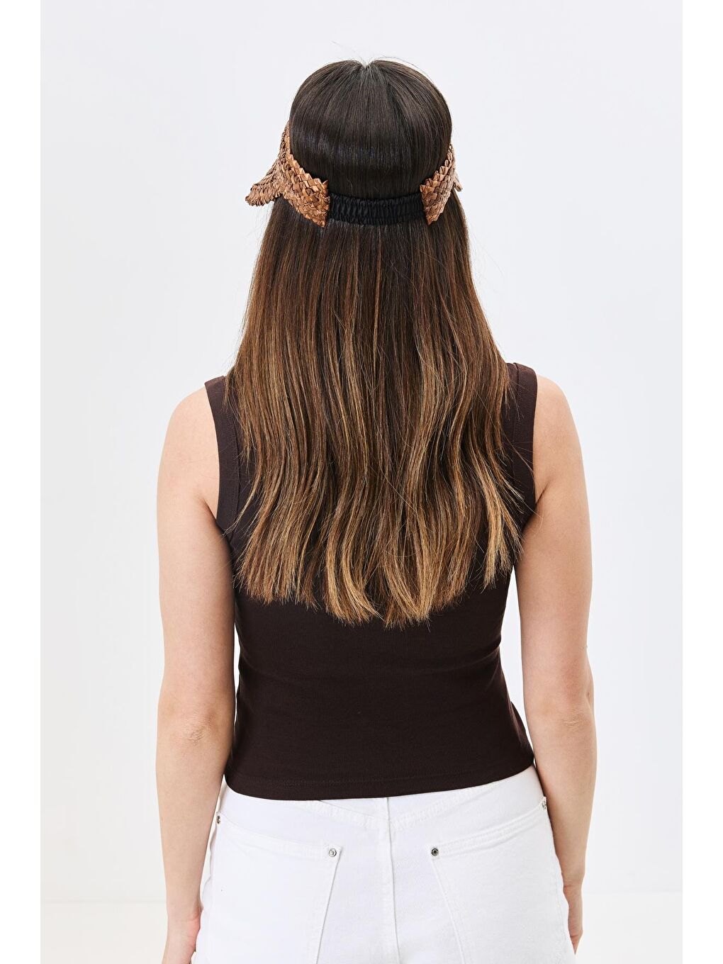 Esnek Bantlı Hasır Vizör Şapka Y8219 Kahverengi-1