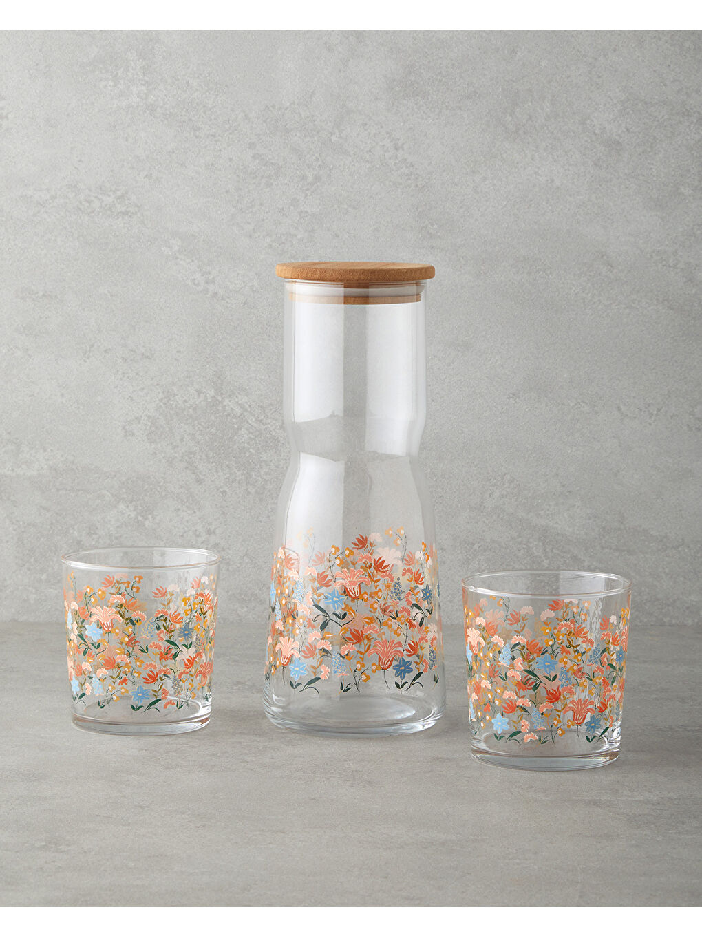 Beyaz Celestial Cam 3 Parça Su Takımı 1000 ml + 380 ml Renkli