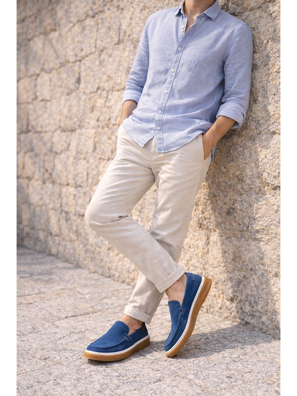 Mavi COVENT Hakiki Süet Deri Bağcıksız Erkek Günlük Loafer Ayakkabı-5