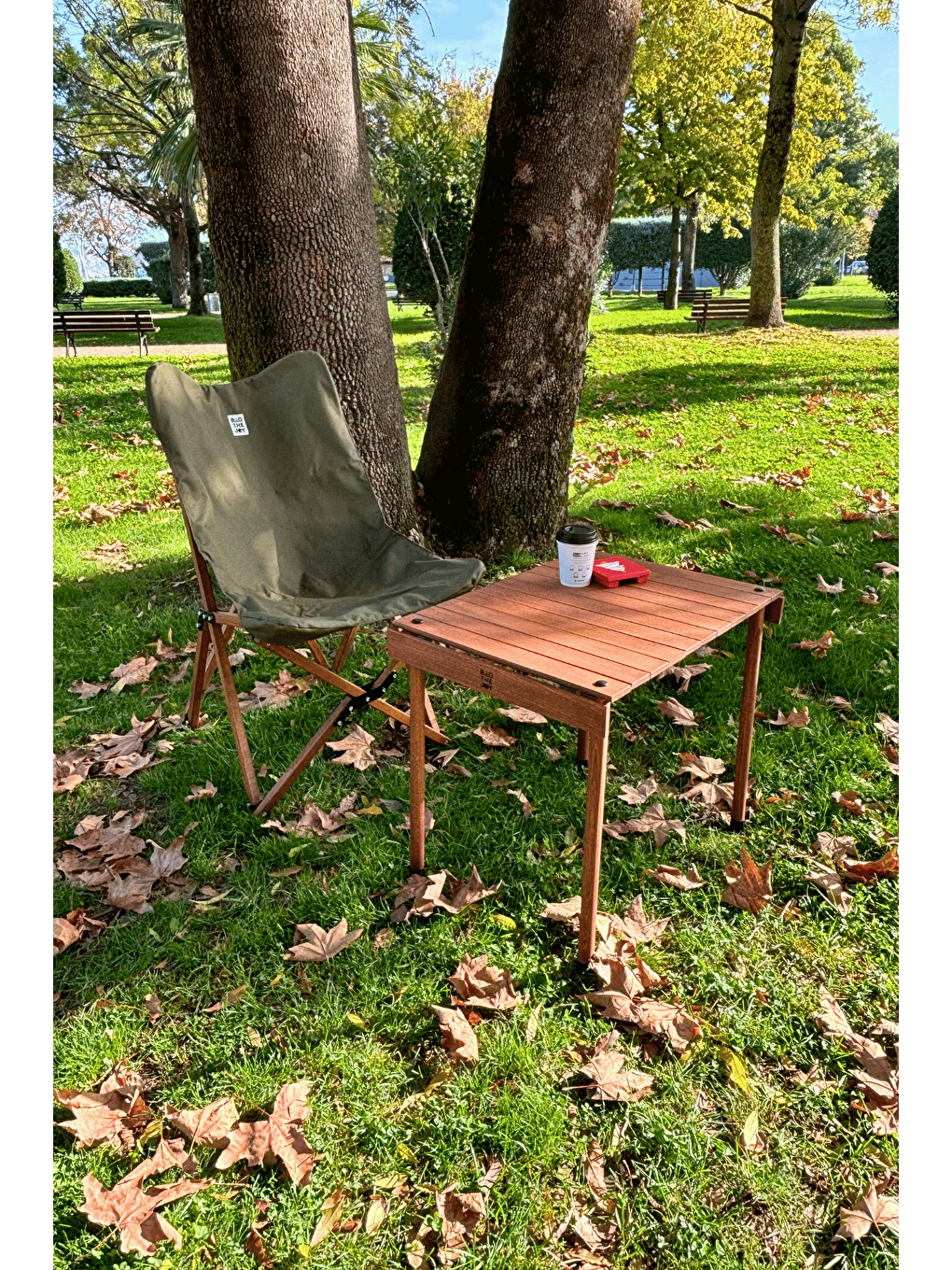 Kırmızı TrailTop Ahşap Katlanır Kamp Masası -45*60*50cm-6