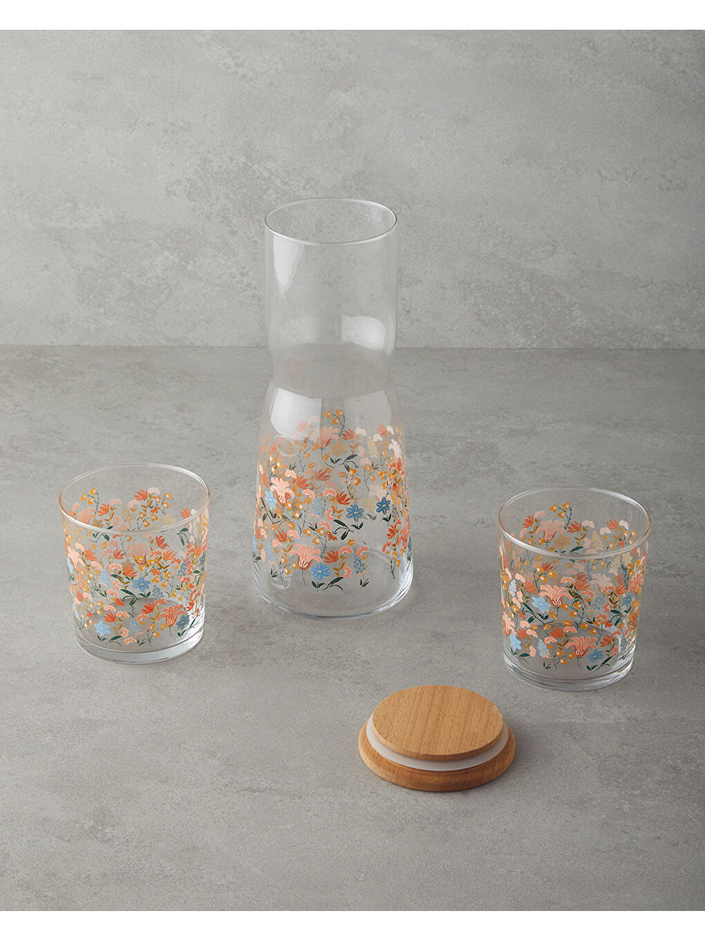 Beyaz Celestial Cam 3 Parça Su Takımı 1000 ml + 380 ml Renkli-1