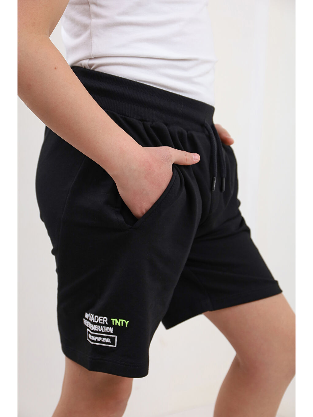 Siyah Erkek Çocuk Leader Tnty Nakışlı Şort
