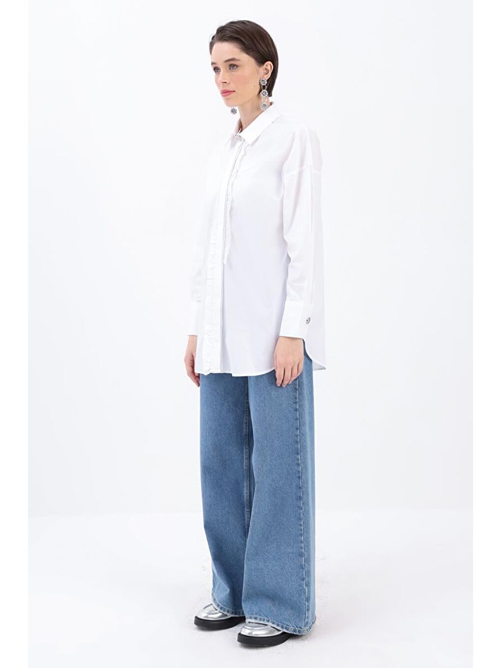 Siyah-Fırfırlı Gömlek Tunik-2