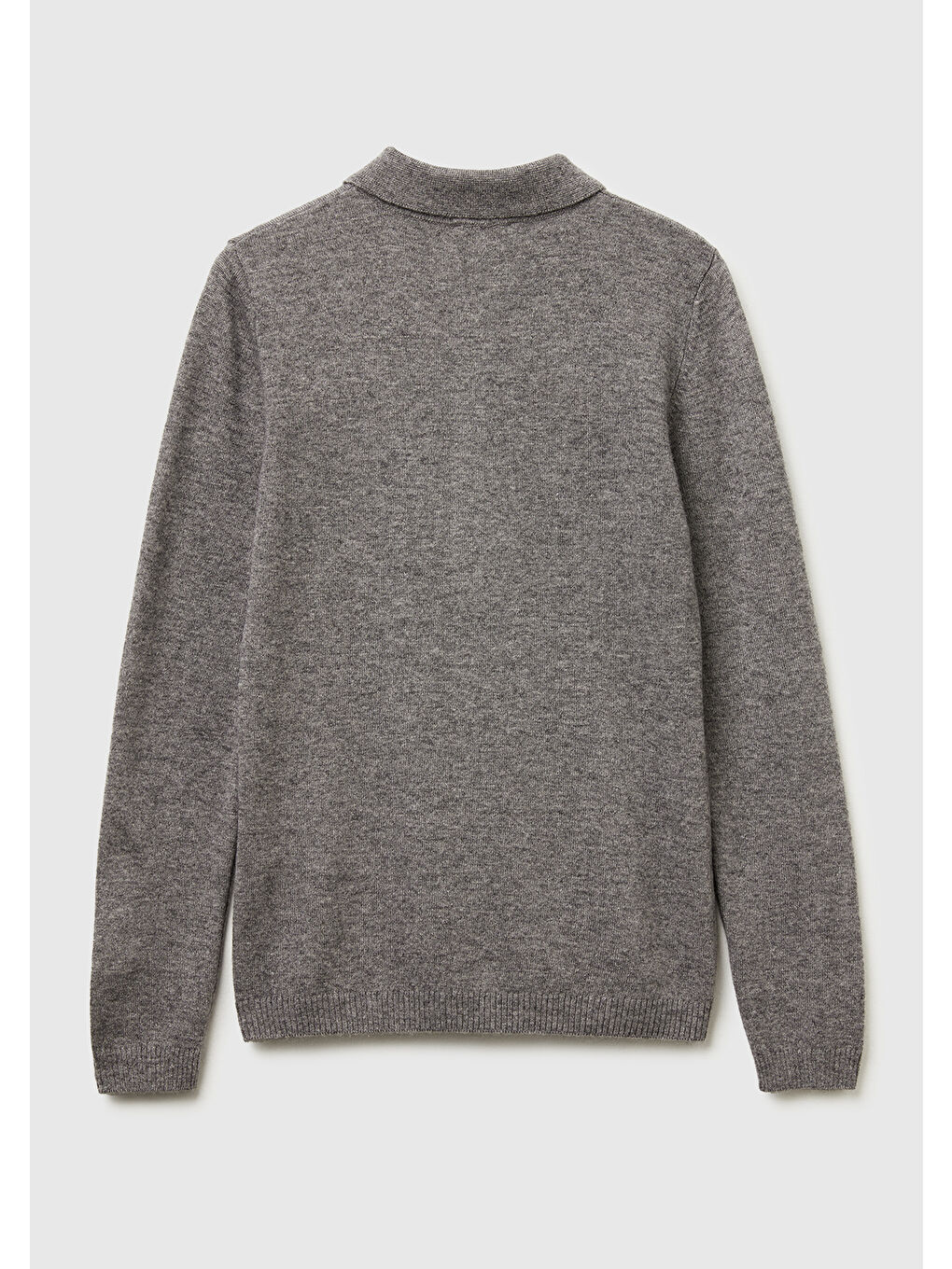 Gri Kadın Antrasit Melanj Yün ve Kaşmir Karışımlı Regular Fit Polo Yaka Kazak-1