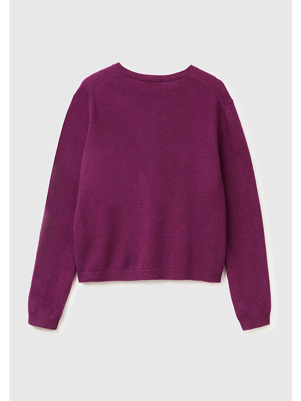 Kadın Mürdüm %100 Merino Bisiklet Yaka İnci Düğmeli  Hırka-3