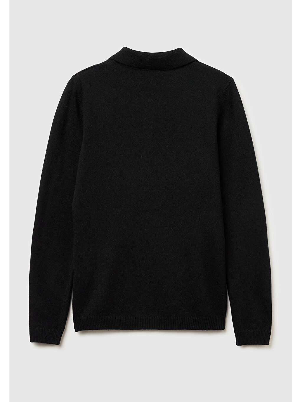 Siyah Kadın Sİyah Yün ve Kaşmir Karışımlı Regular Fit Polo Yaka Kazak-1