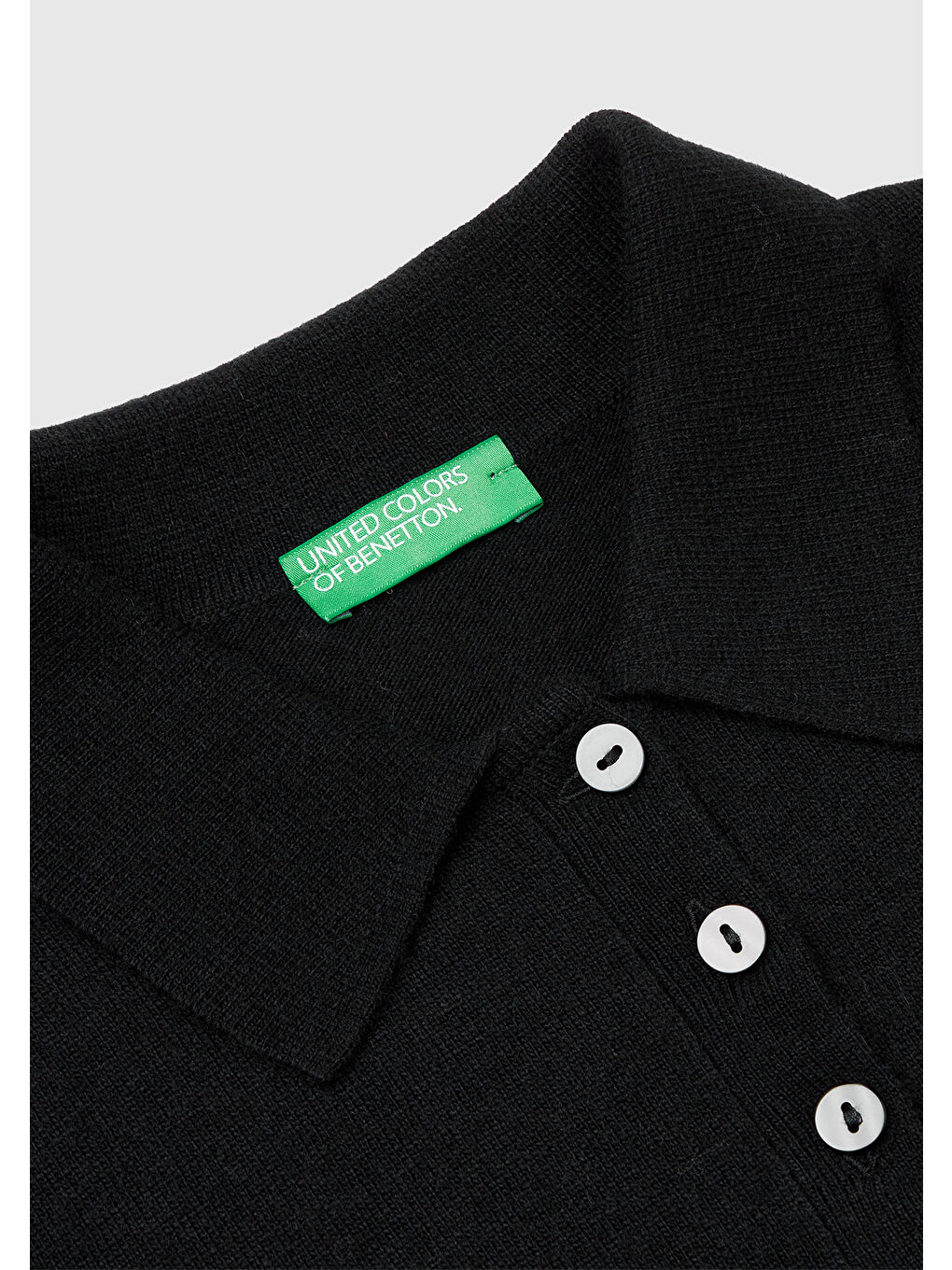 Siyah Kadın Sİyah Yün ve Kaşmir Karışımlı Regular Fit Polo Yaka Kazak-2