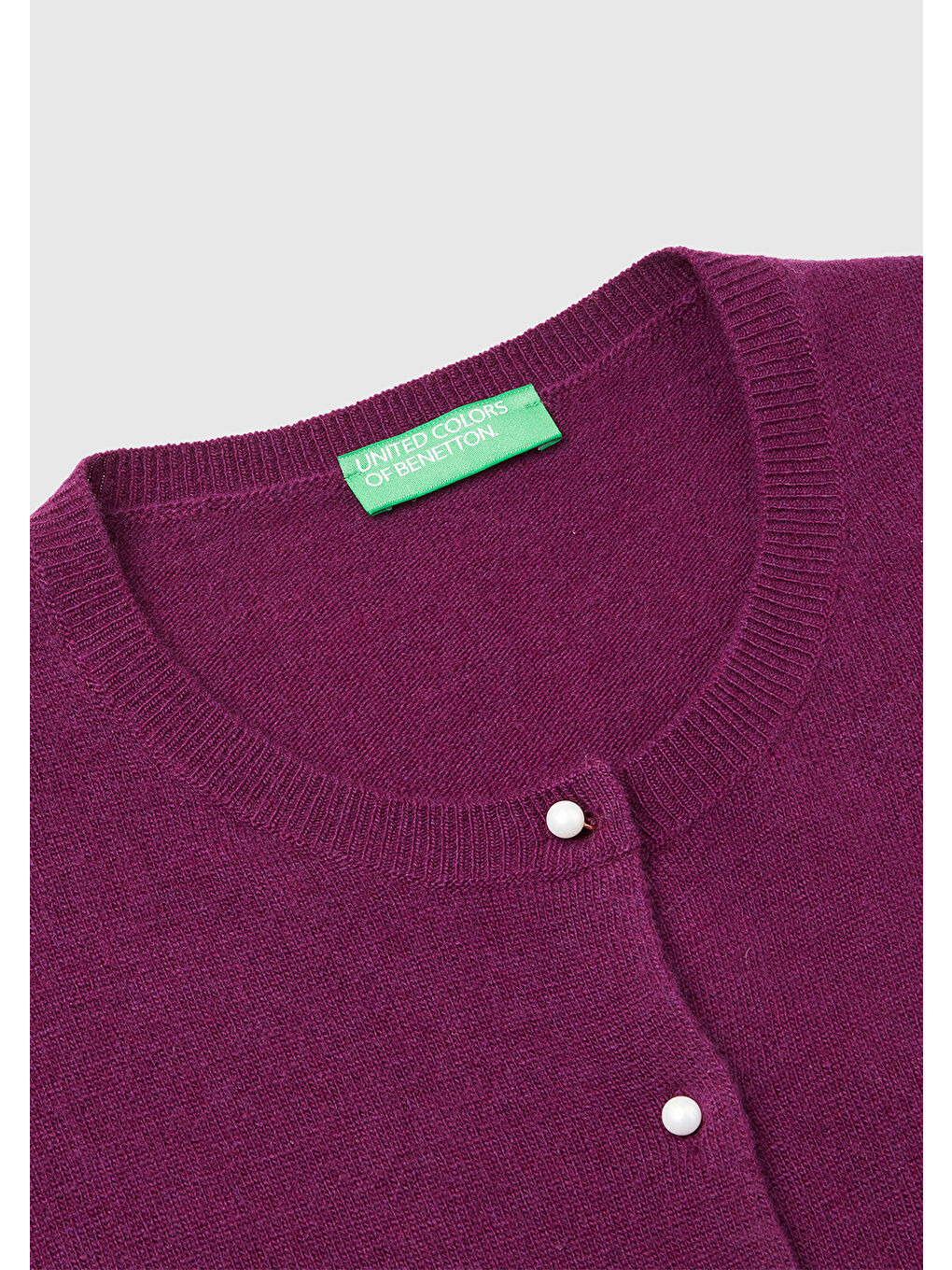 Kadın Mürdüm %100 Merino Bisiklet Yaka İnci Düğmeli  Hırka-6