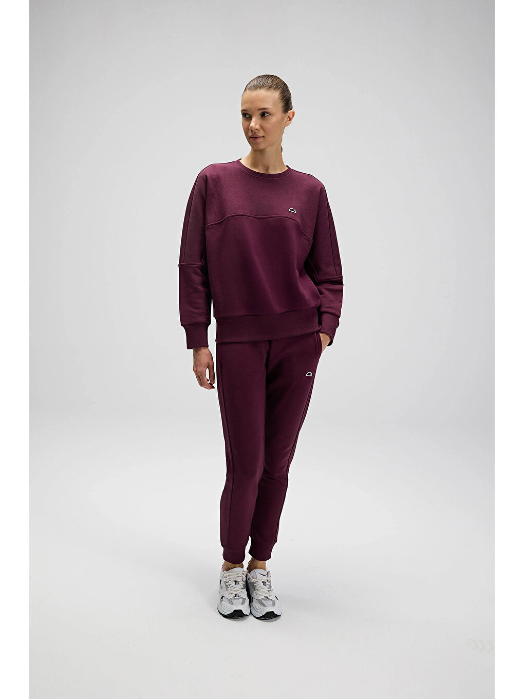 Bordo Pamuklu Regular Fit Normal Bel Ribanalı Paça Kadın Eşofman Altı EF568-BRD-1