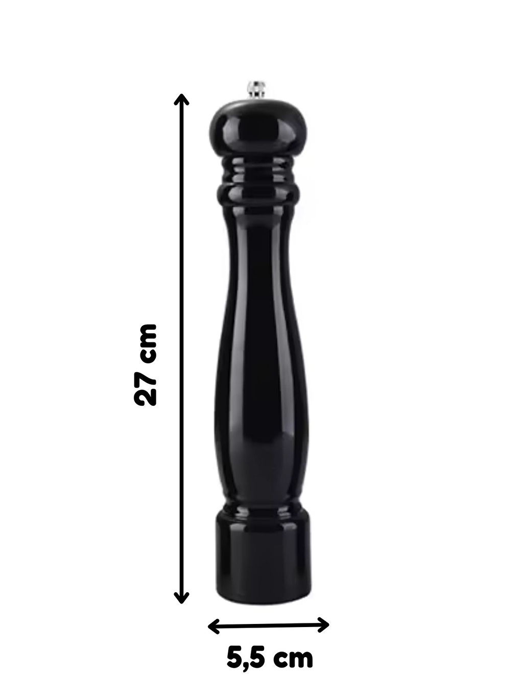 Mat Siyah Baharat Öğütücüsü Büyük Boy 27 cm 2 Adet-3