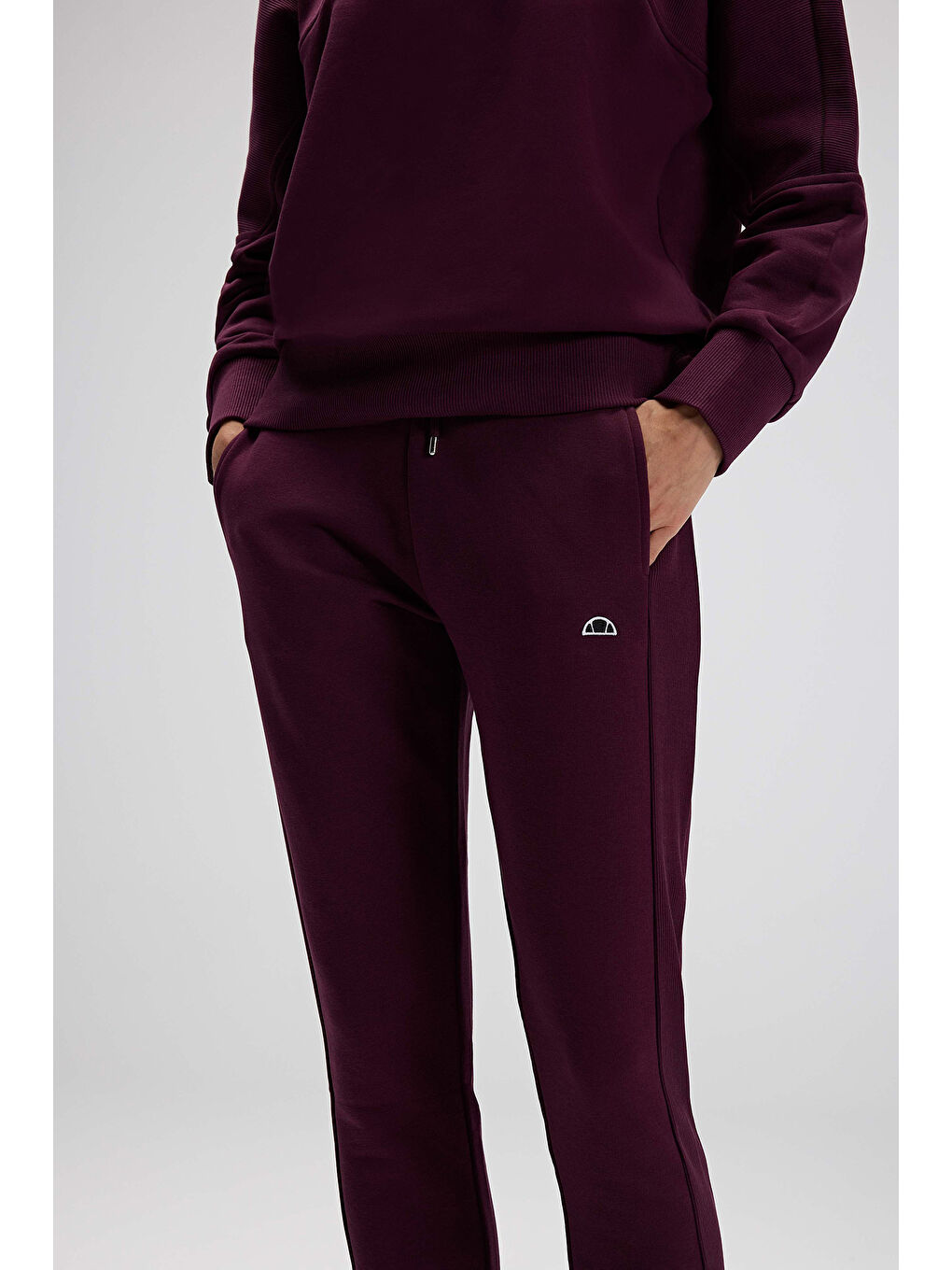 Bordo Pamuklu Regular Fit Normal Bel Ribanalı Paça Kadın Eşofman Altı EF568-BRD-2