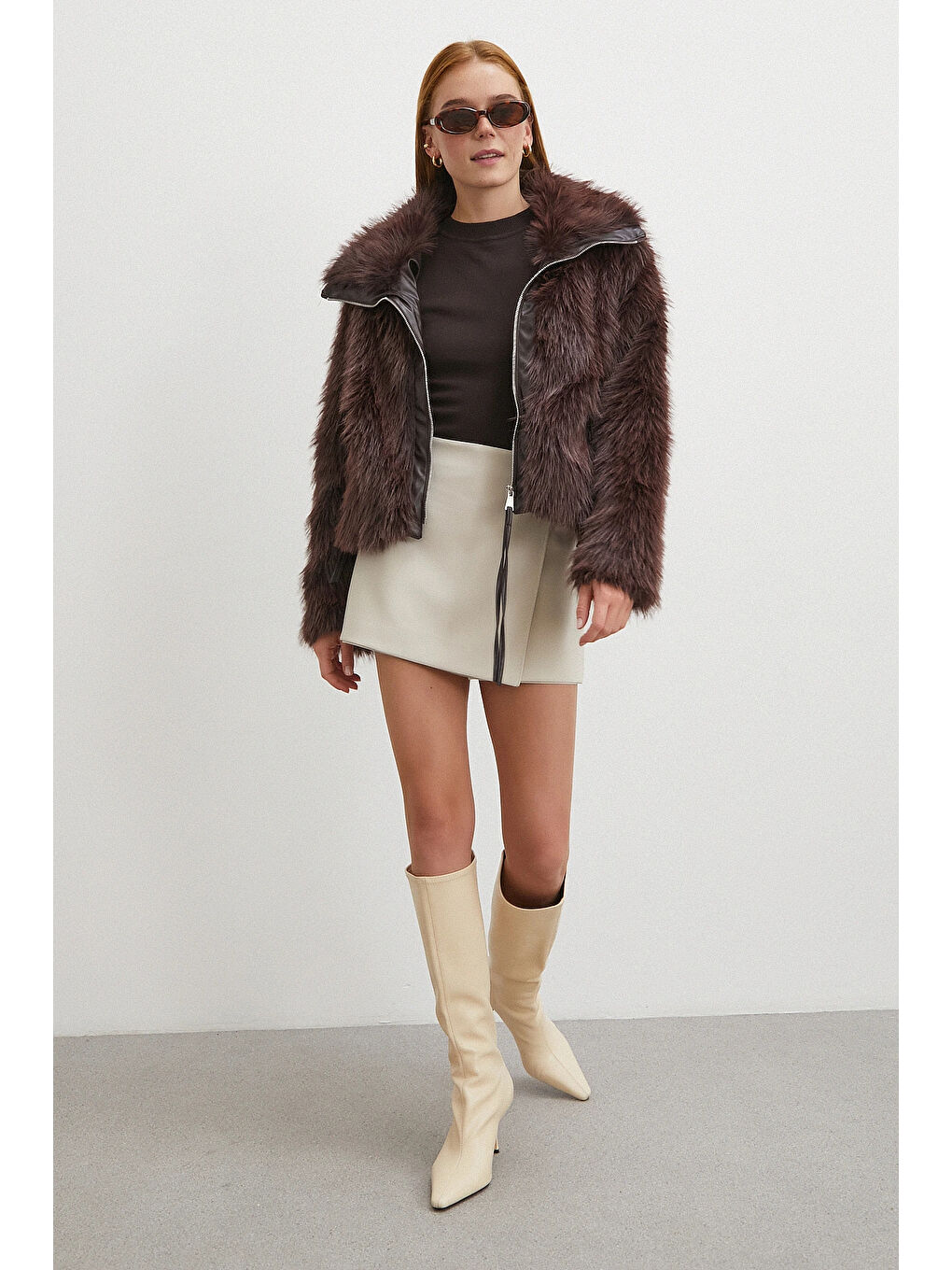 Karışık Deri Garnili Mont Kahve-1