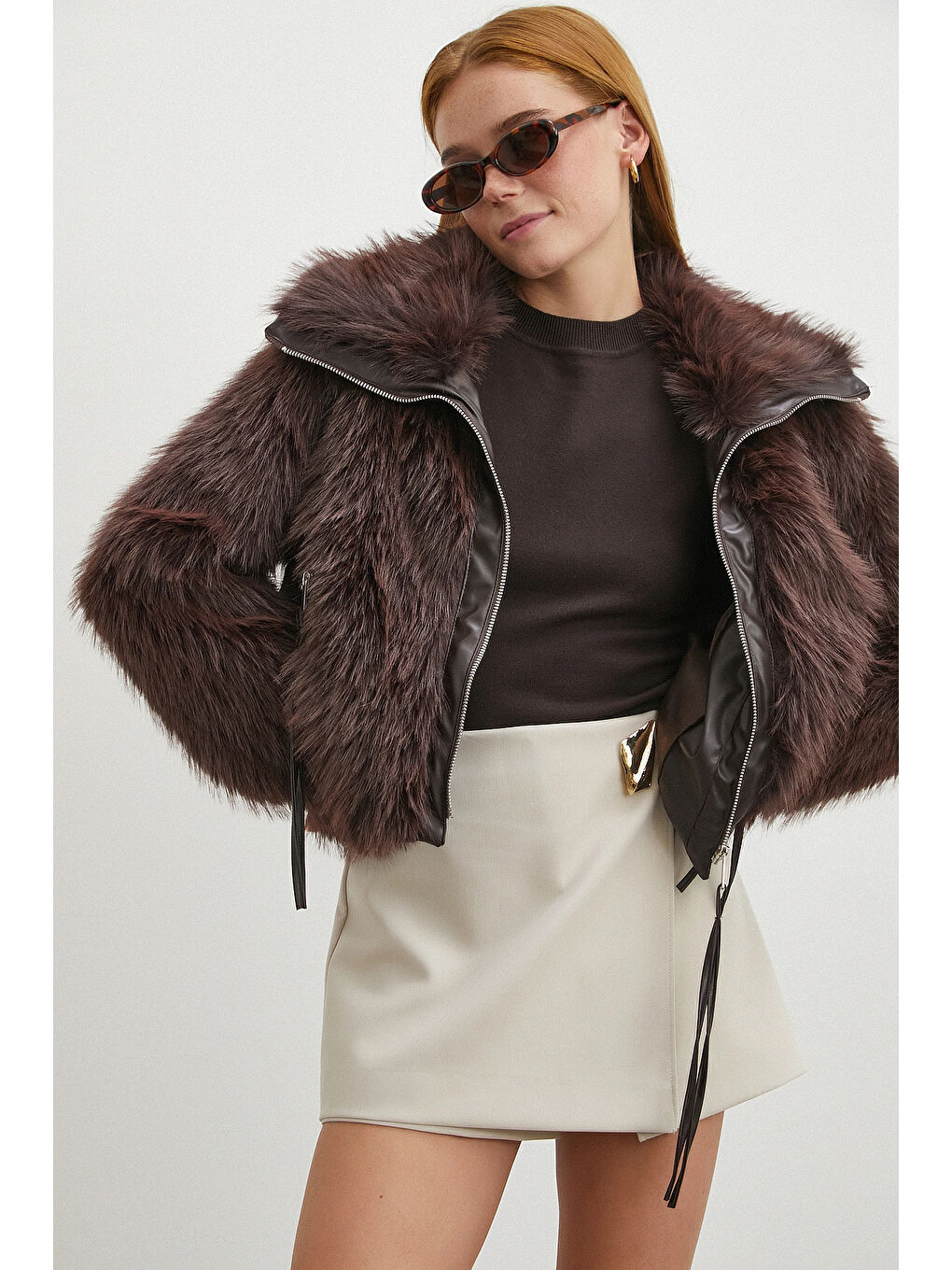 Karışık Deri Garnili Mont Kahve-2