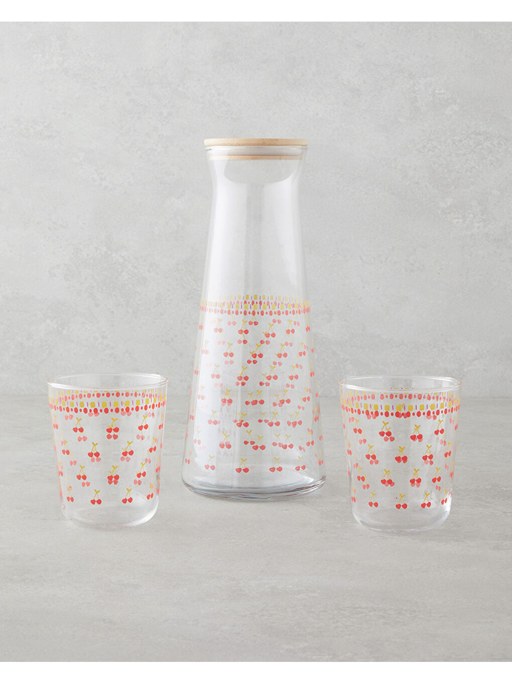 Cherrypop Cam 3 Parça Su Takımı 1150 ml + 315 ml Kırmızı