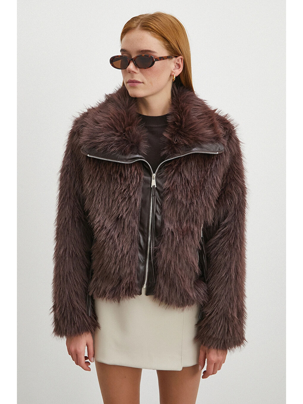 Karışık Deri Garnili Mont Kahve-5