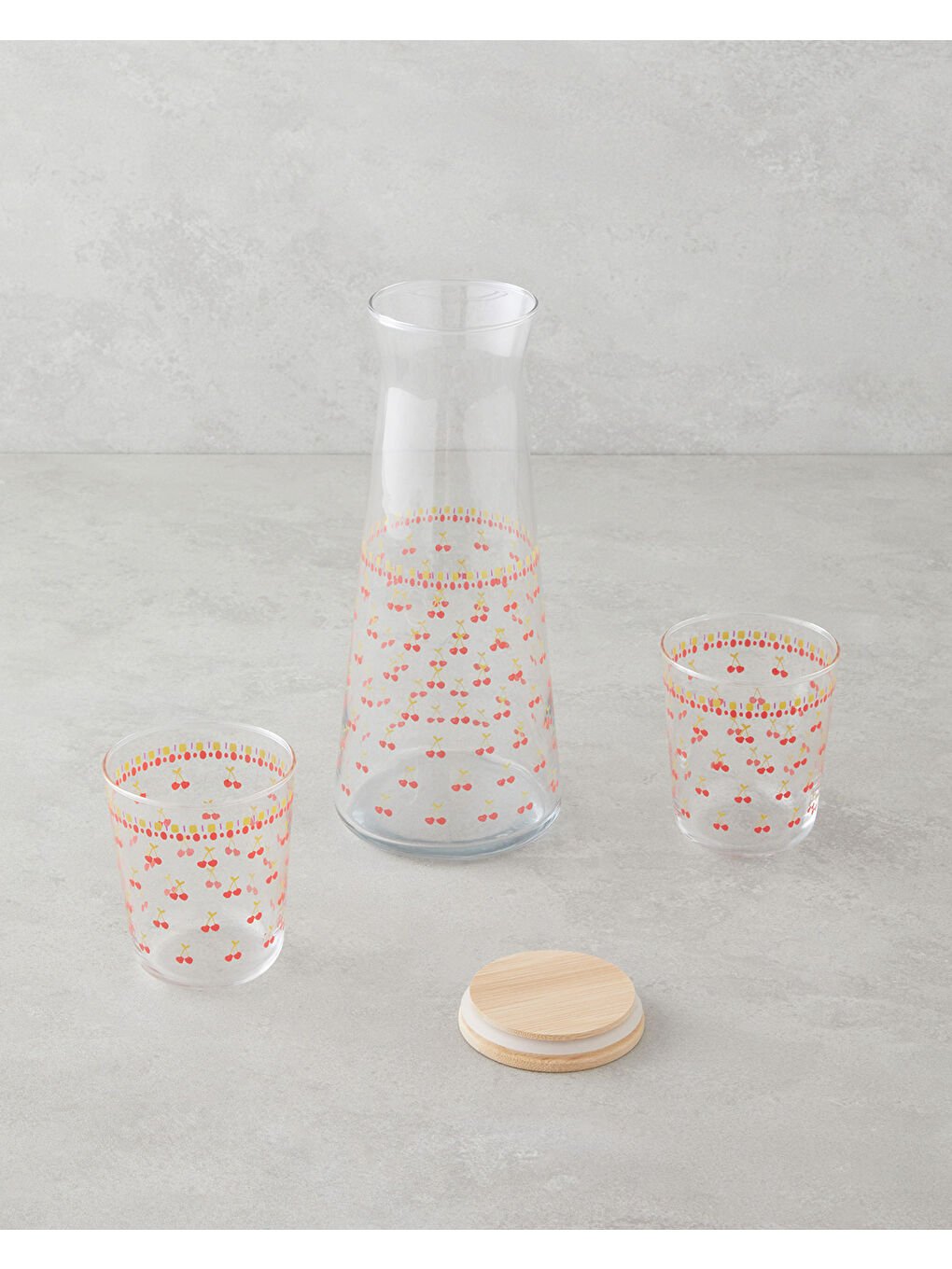 Cherrypop Cam 3 Parça Su Takımı 1150 ml + 315 ml Kırmızı-1