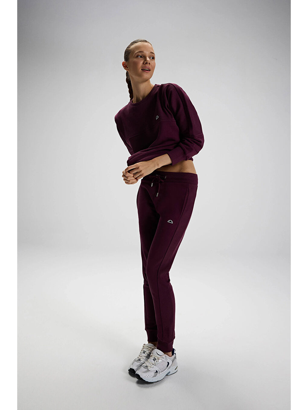 Bordo Pamuklu Regular Fit Normal Bel Ribanalı Paça Kadın Eşofman Altı EF568-BRD-4