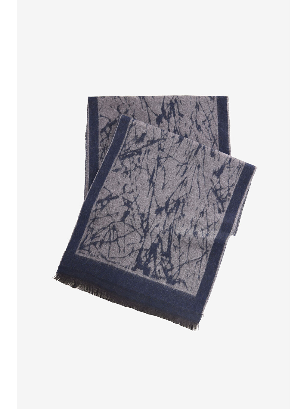 Erkek Lacivert-Gri Desenli Standart Fit Atkı