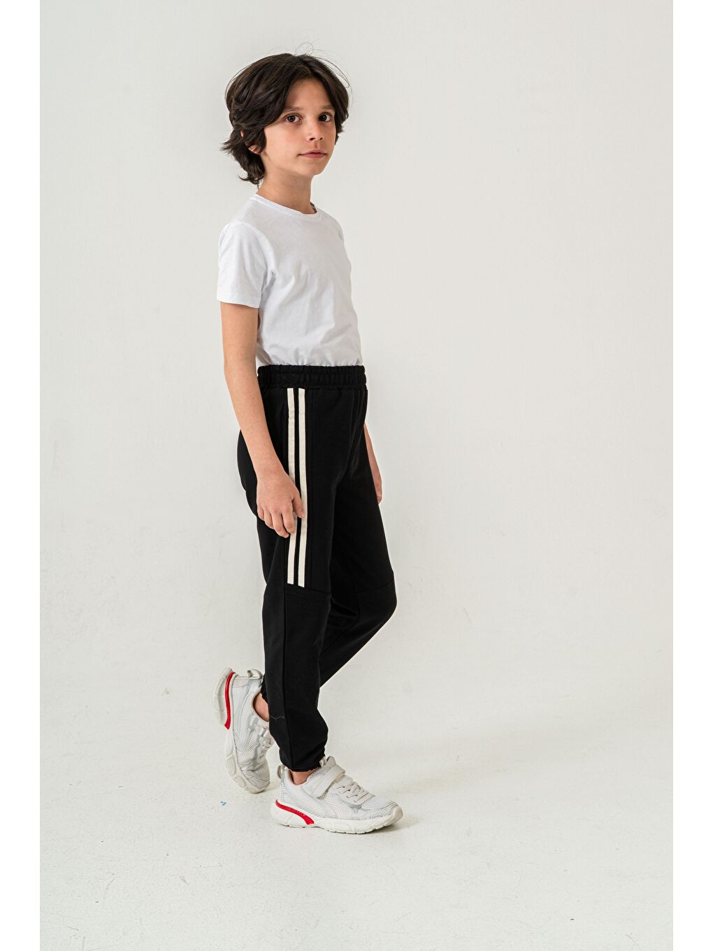 Siyah Active Baskılı Yanlar Şeritli Erkek Çocuk Eşofman Altı-2