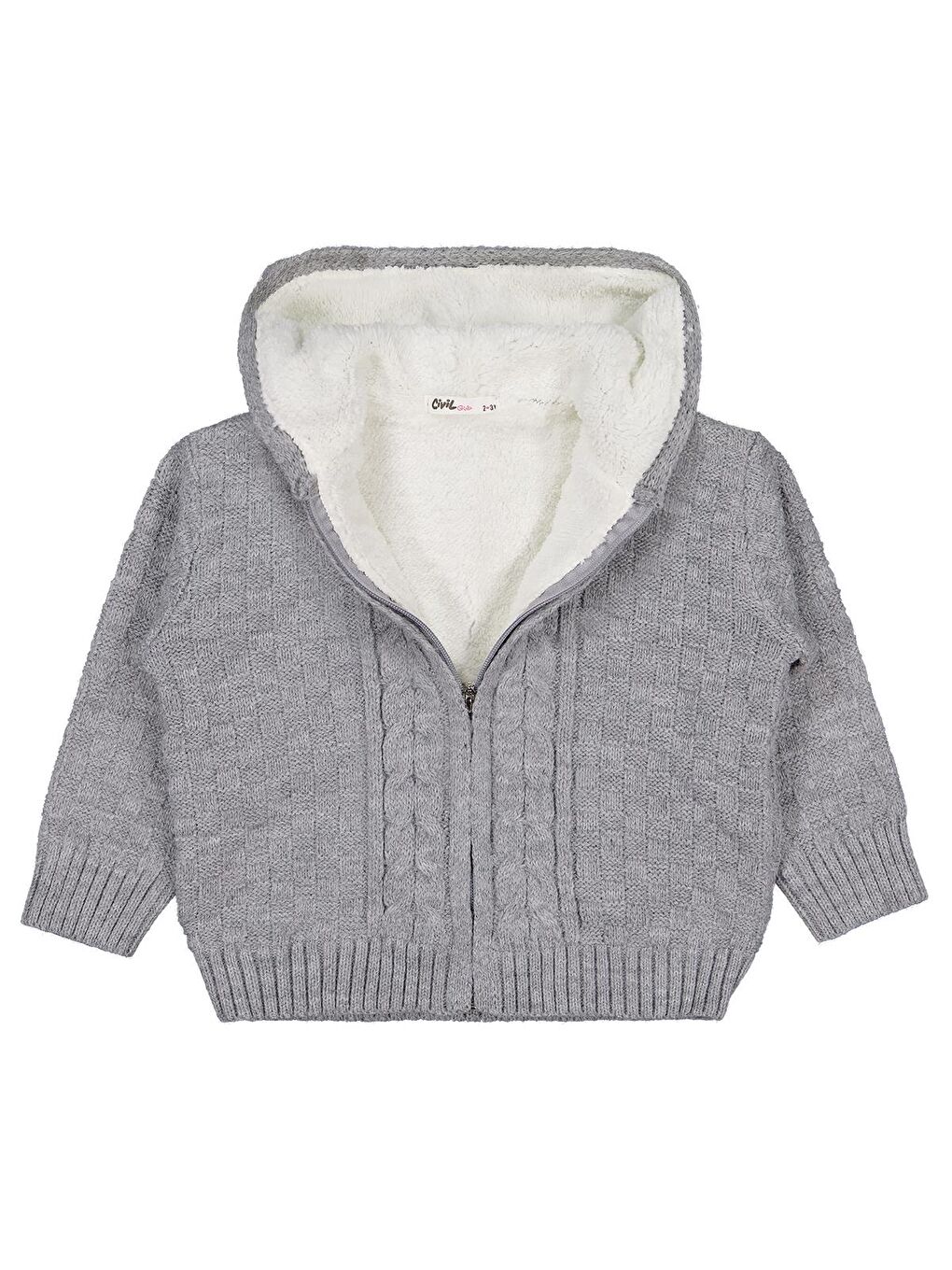 Girls Kapüşonlu 2-5 Yaş Hırka - Gri 5-6 Yaş-2