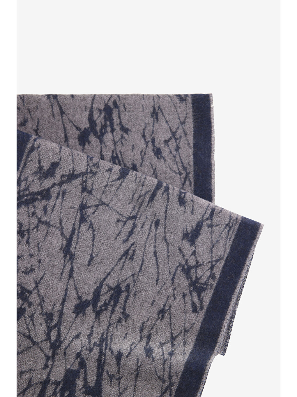 Erkek Lacivert-Gri Desenli Standart Fit Atkı-1