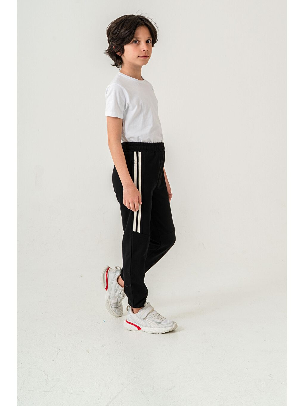 Siyah Active Baskılı Yanlar Şeritli Erkek Çocuk Eşofman Altı-3