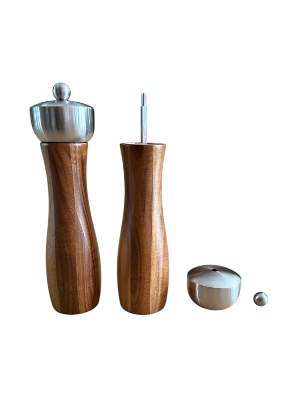 Kahverengi Akasya Komple Ahşap Baharat Öğütücüsü 21 cm - 2 Adet - 391-4