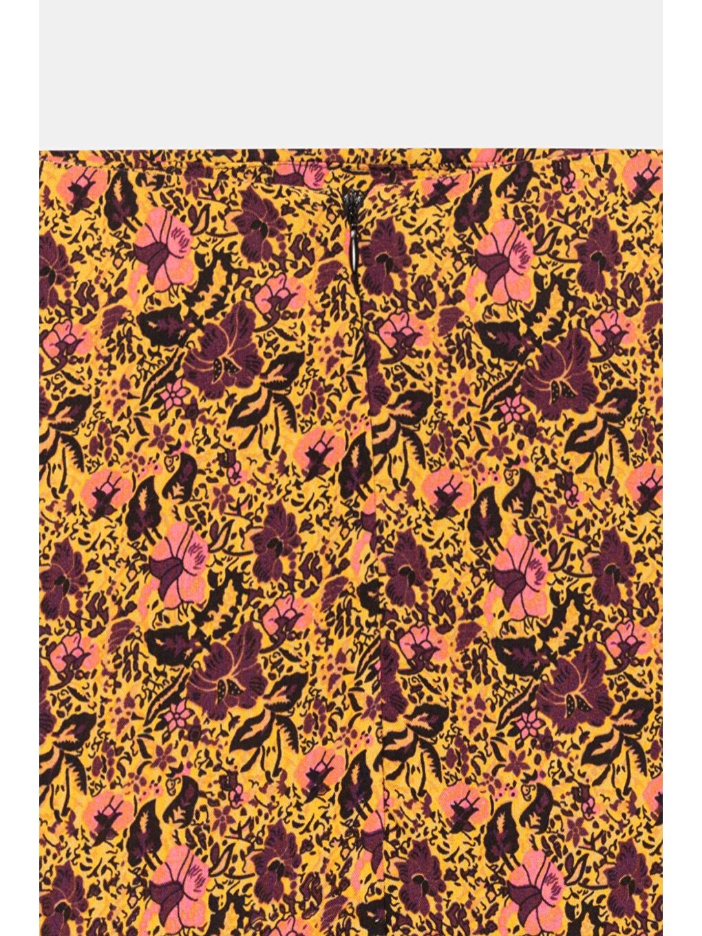 Sarı Çiçekli Kadın A Kesim Normal Bel Çiçek Desenli Midi Dokuma Etek - Viskon-3