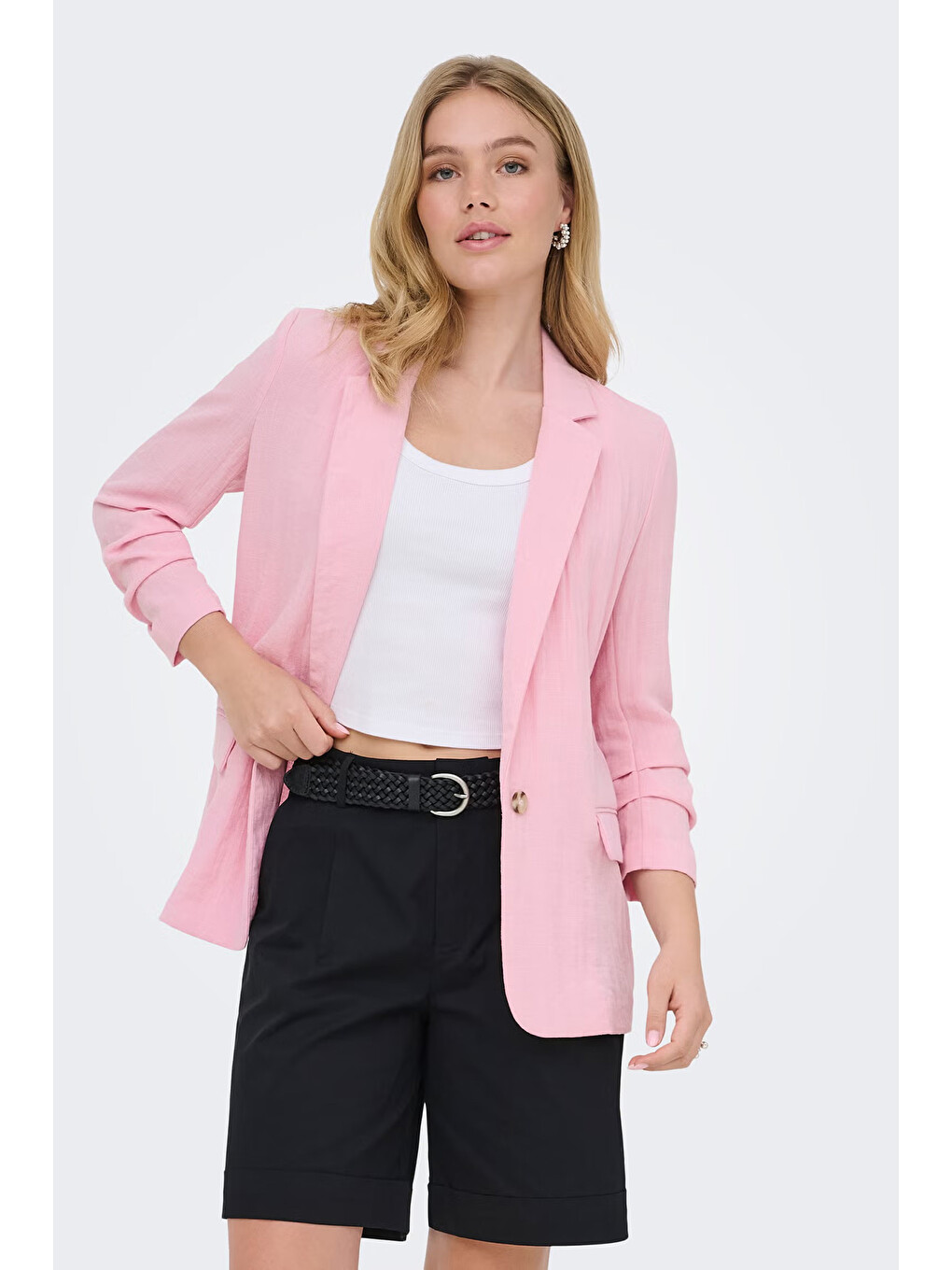 Pembe Onlita Regular Fit Kruvaze Yaka Blazer Ceket 15370275