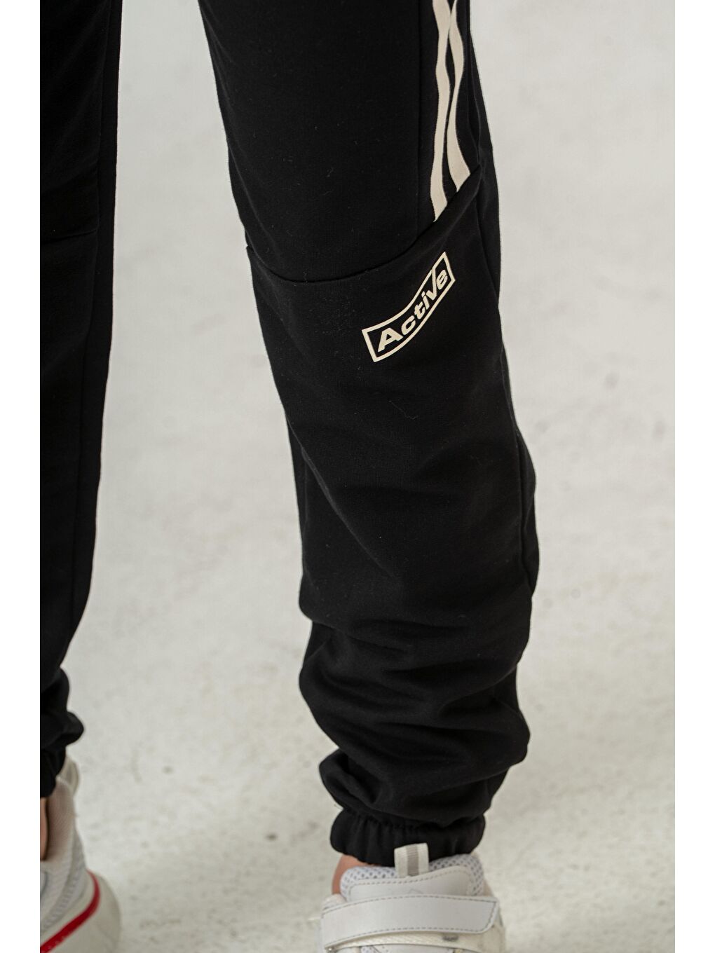 Siyah Active Baskılı Yanlar Şeritli Erkek Çocuk Eşofman Altı-6