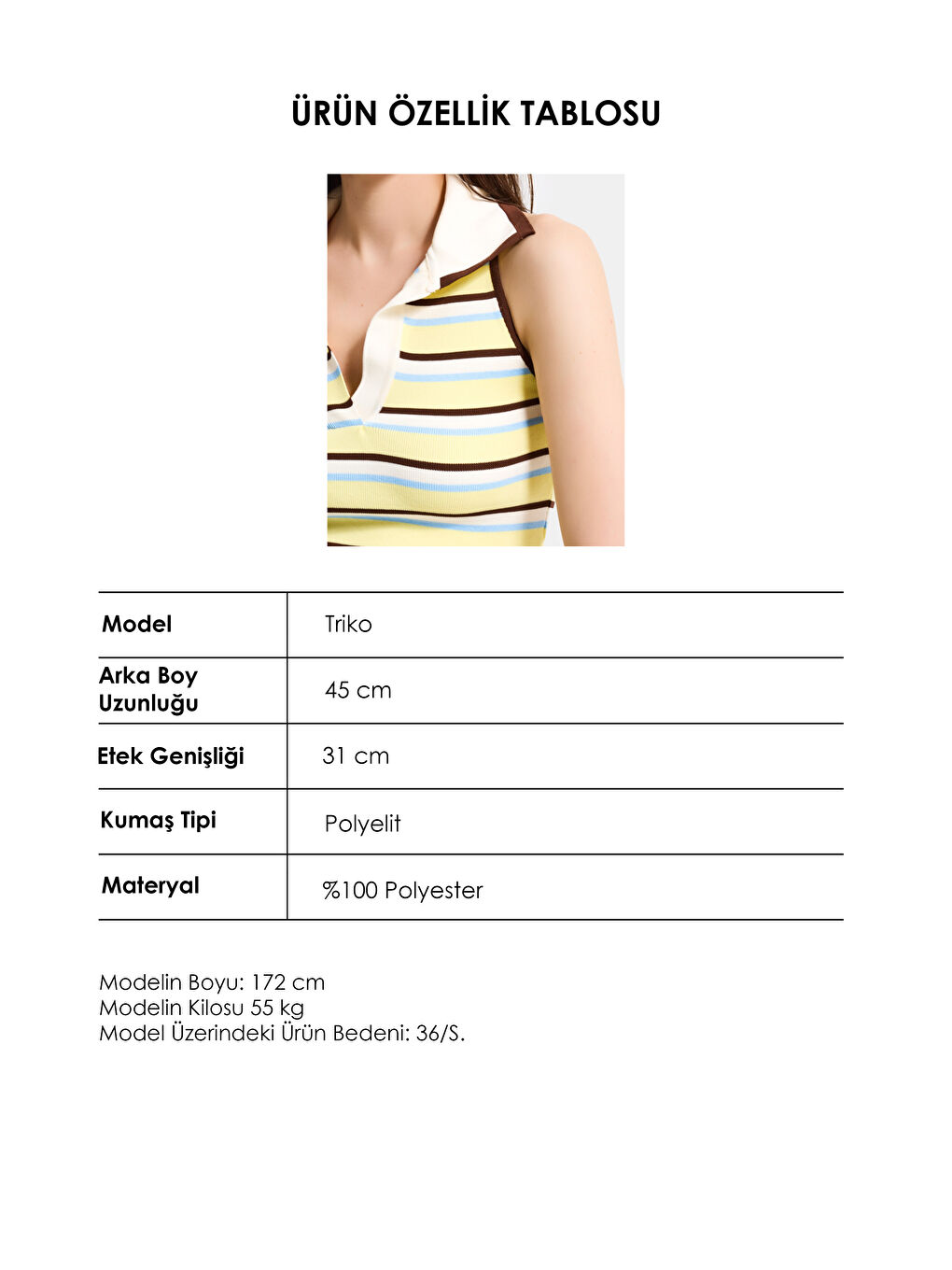 Kadın Sarı Çizgili s6-108 Crop Fit Polo Yaka İnce Yazlık Triko Body-5