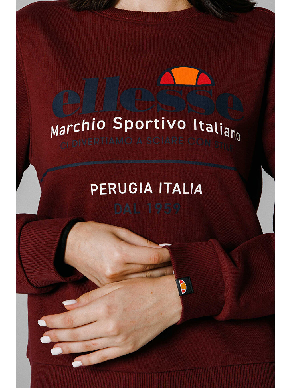 Bordo Pamuklu Regular Fit Bisiklet Yaka Kadın Sweat EF180-BRD-3