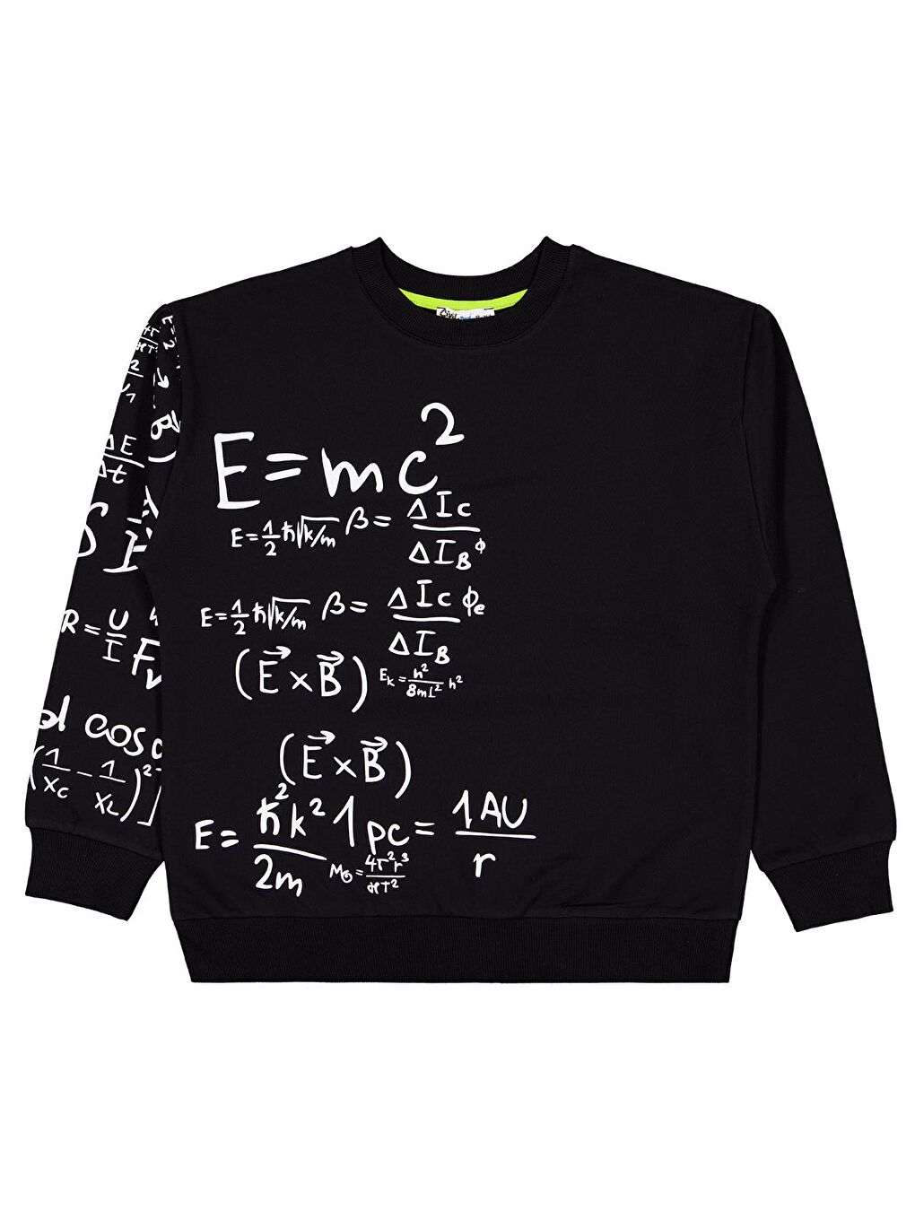 Boys Matematik Formül Baskılı 10-13 Yaş Sweatshirt - Siyah 10-11 Yaş
