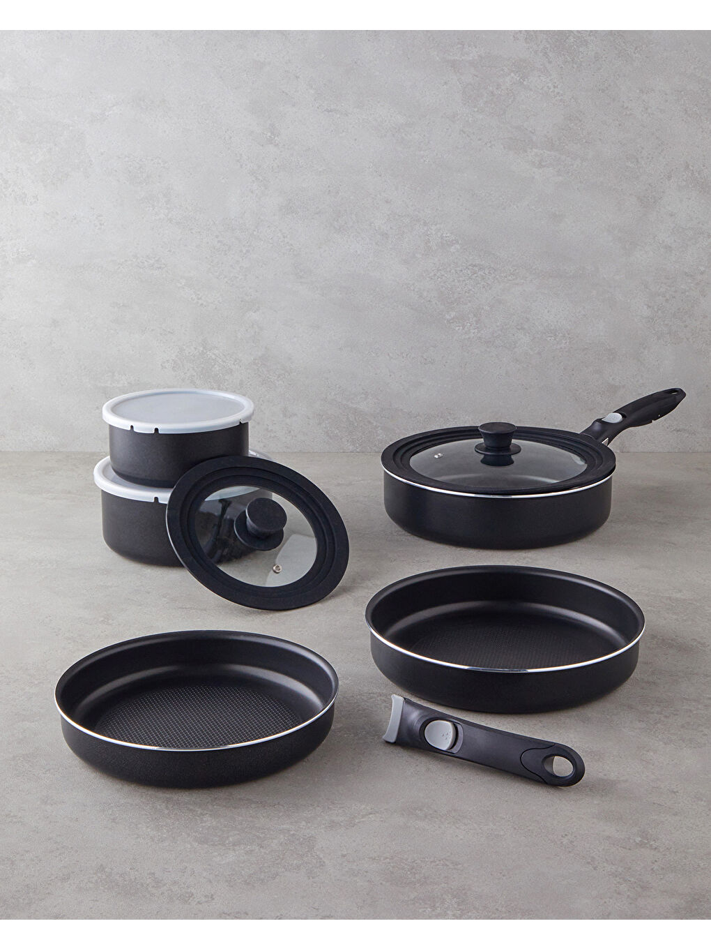 ClickEase Premium 11 Parça Tencere Seti 16 – 20 – 24 – 26 - 28 cm Siyah