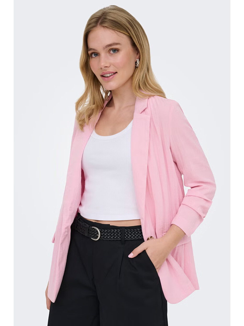 Pembe Onlita Regular Fit Kruvaze Yaka Blazer Ceket 15370275-2