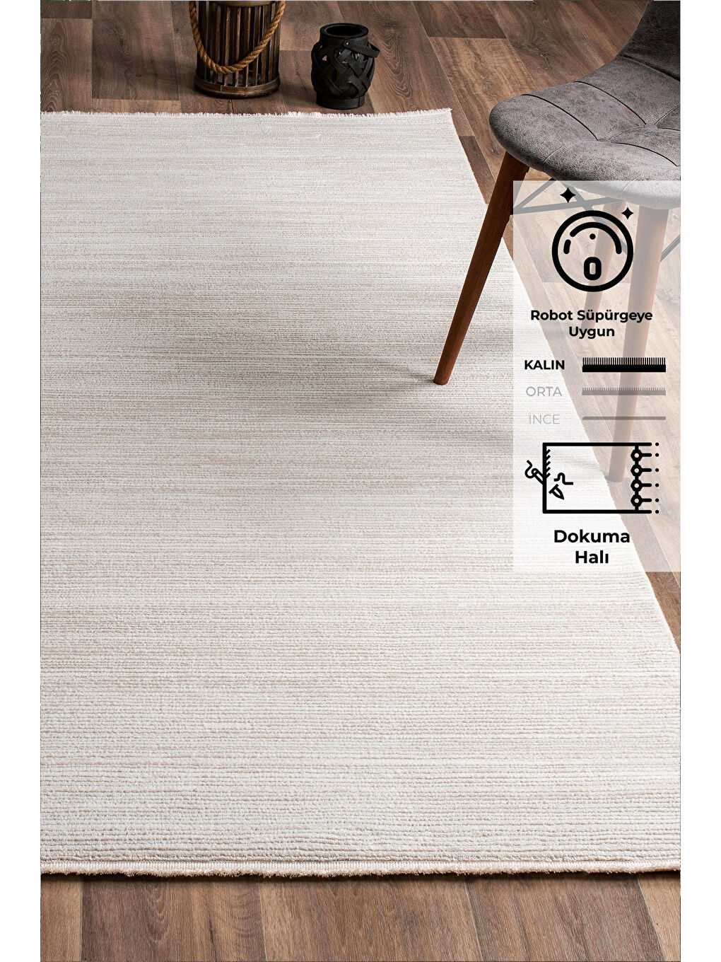 Ekru Leo 2971 Krem Modern Dokuma Halı-100x300