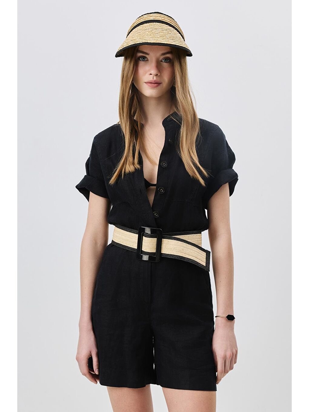 Hasır Vizör Şapka Y8218 Siyah