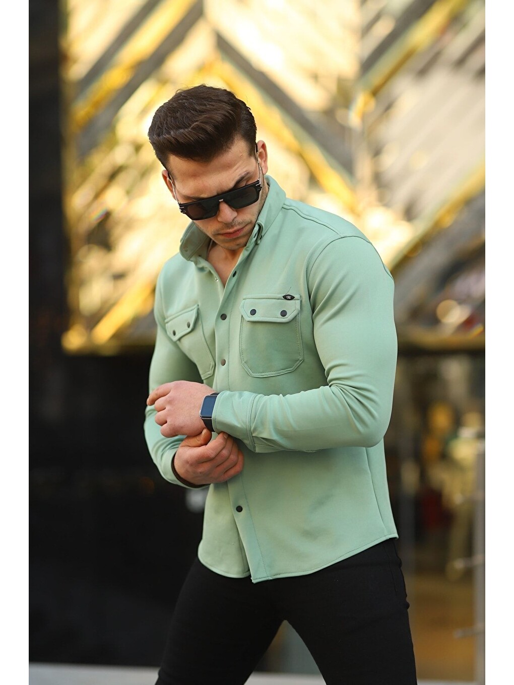 Turkuaz Erkek Slim Fit Scuba Gömlek-2