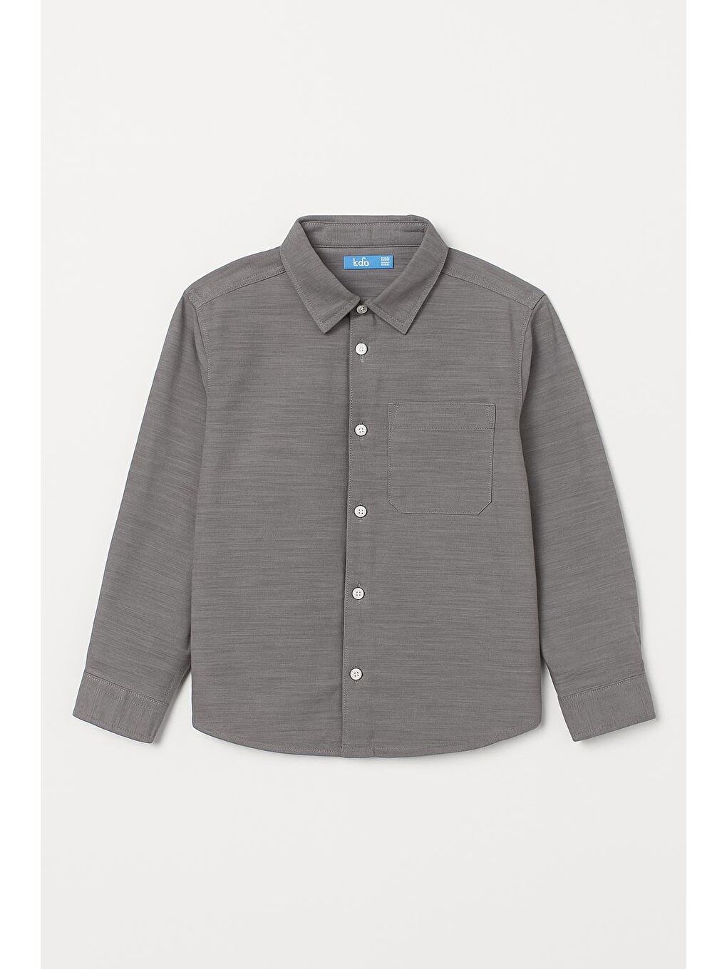 Erkek Çocuk Pamuklu Gri Uzun Kollu Gömlek – Cepli Düğmeli