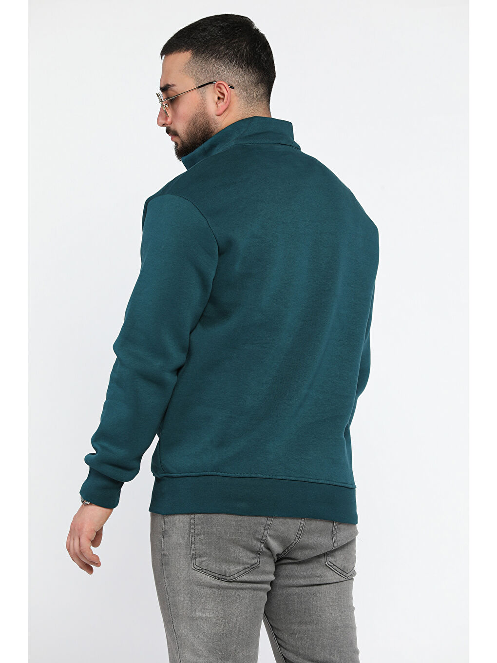 Mishar İtalia Yeşil Erkek Yarım Balıkçı Yaka Şardonlu Fermuarlı Sweatshirt - 2