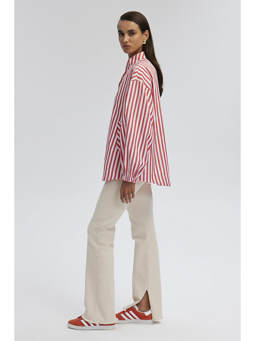 Kırmızı Çizgili Oversıze Bomber Ceket-2