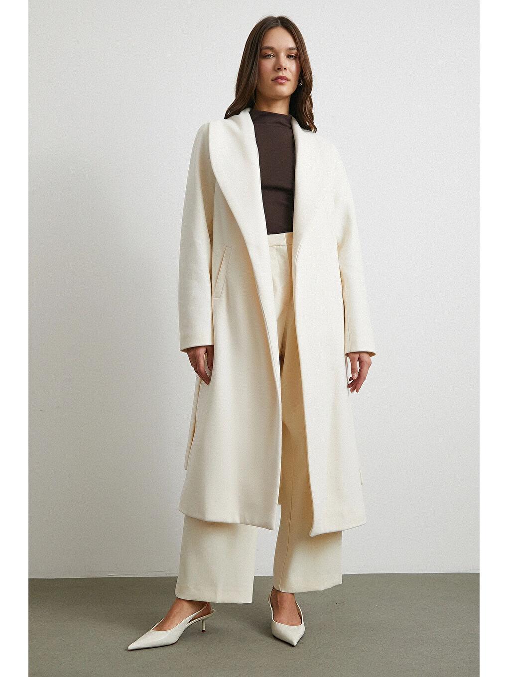 Kuşaklı Kaşe Kaban Ekru-1