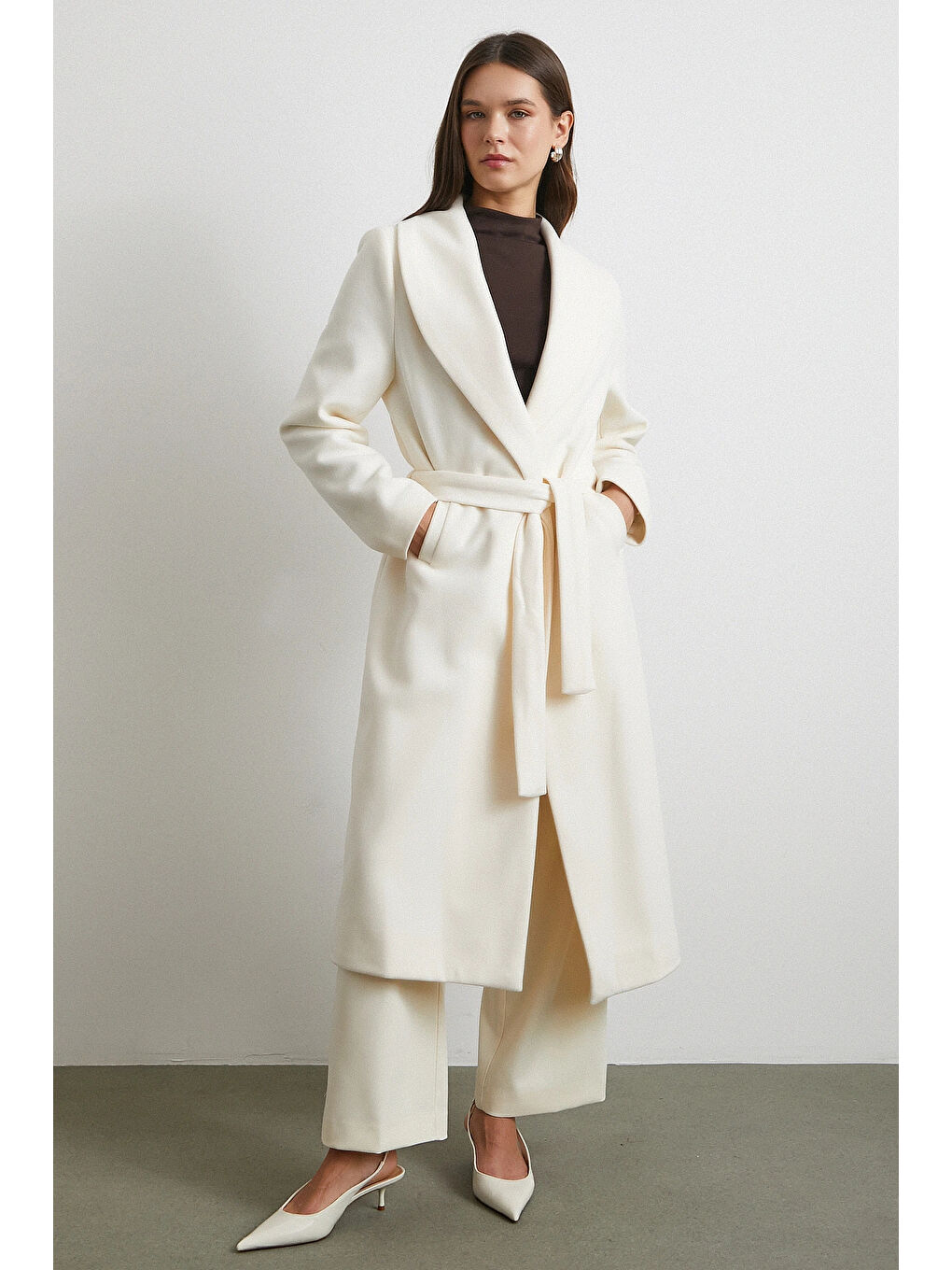 Kuşaklı Kaşe Kaban Ekru-3