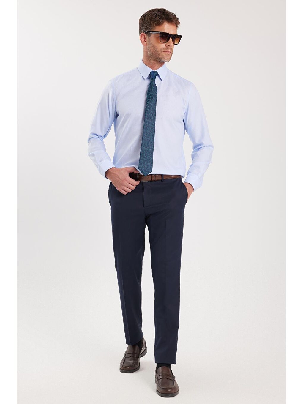 Regular Fit Mavi Non-Iron %100 Pamuk Doğa Dostu Ekoteks Belgeli Ütü Gerektirmez Gömlek-1